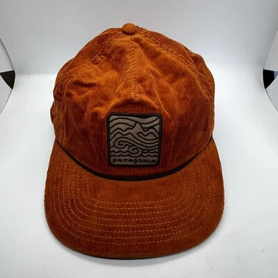 Boné Patagonia Seazy Breazy Fitz Roy Wave ferrugem marrom Snapback veludo vintage - Imagem 1 de 4