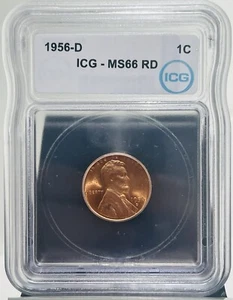 1956 D Lincoln Wheat Cent MS66 RD ICG Certified Small Rotation - Picture 1 of 2