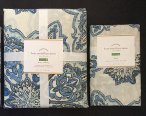 Piumino Pottery Barn Britt Medallion King/Cal.King e 1 King sham ~ Nuovo con etichette - Foto 1 di 3