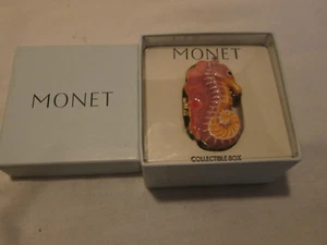 NEW MONET SEAHORSE Trinket Box Enamel & Crystal With Box - Picture 1 of 2