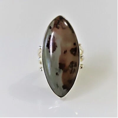 COFFEE BEAN JASPER  NATURAL GEMSTONE 925 STERLING SILVER HANDMADE JEWELRY RING  - Image 1 of 4
