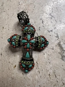 Colgante Cruz Maya Dulce Romance De Colección-Latón-Ornado-Hermoso  - Imagen 1 de 5