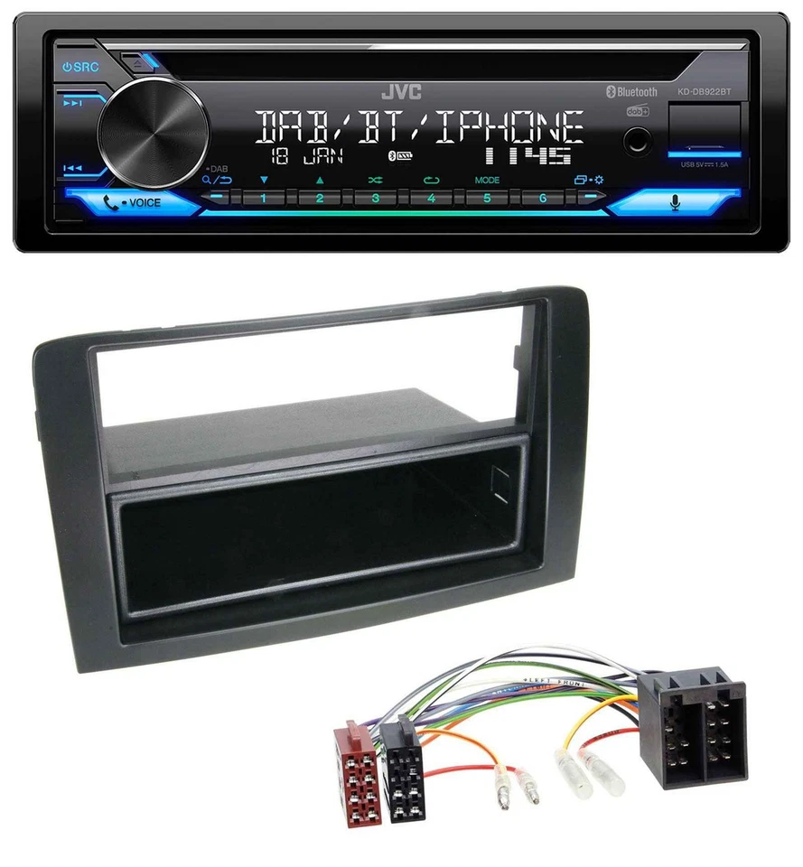 JVC Bluetooth MP3 USB DAB CD Autoradio für Fiat Idea (350 03-11) schwarz - Bild 1 von 4