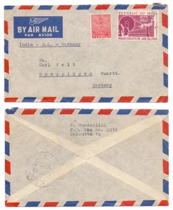 129465 - Recibo de correo aéreo sin sellar - Calcuta a Göppingen - Imagen 1 de 1