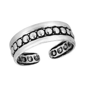 Tropical Tribal Accent Row of Circles Dots Sterling Silver Toe or Pinky Ring - Picture 1 of 6