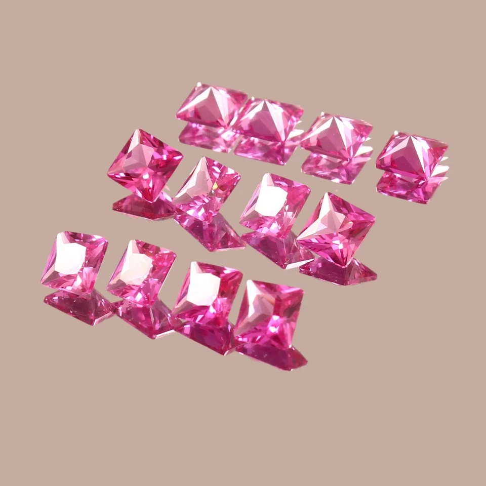 Lote de 80 piedras preciosas sueltas naturales de corte princesa de 5-6 quilates con zafiro rosa certificado Foto 1 de 4