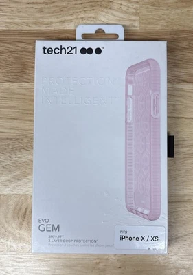 Tech 21 Evo Gem 3-Layer Drop Protection Case for iPhone X & XS, Light Pink - Image 1 of 2