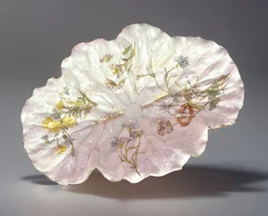 Antique Royal Worcester Leaf Shaped Dish Floral #1455 Art Nouveau C1890 England - Picture 1 of 24