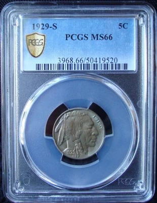 1929-S Buffalo Nickel - PCGS MS 66 - Gold Shield - Image 1 of 4