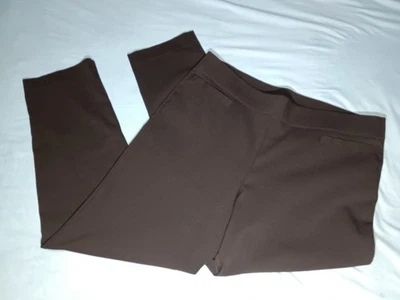 Briggs Chocolate Brown Dress Pants Tummy Control Slip On Straight Flat Women 16 - Image 1 of 4