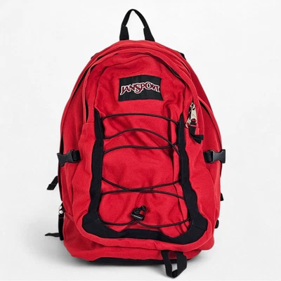 Mochila JanSport Roja Lona Multi Bolsillo Bungee Escuela Senderismo Bolso De Colección Foto 1 de 4