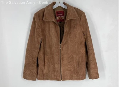 Reed Womens Brown Leather Long Sleeve Collared Full-Zip Jacket Size Large - Image 1 of 4