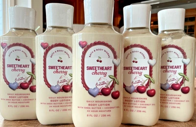 5 (FIVE) SWEETHEART CHERRY Shea, CoconutOil, VitaE 8oz LOTION Bath & Body Works - Image 1 of 2