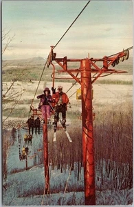 1960s Bessemer, Michigan Postcard "Big Powderhorn Mountain Ski Resort" Skiing - Picture 1 of 2