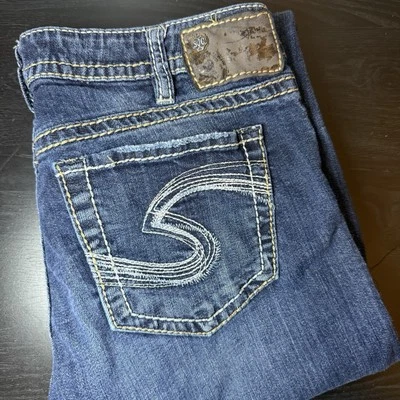 Jeans plateados Natsuki Bootcut para mujer talla 30x33 (dobladillo 31x30) denim Foto 1 de 4