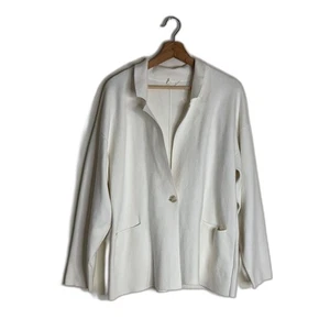 Anthropologie Moth Women's One Button West End Blazer Jacket Long Sleeve White L - Picture 1 of 10