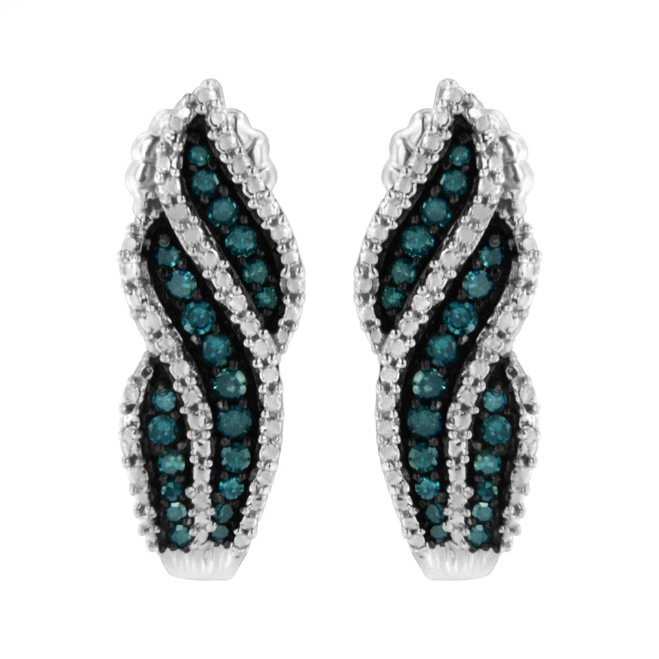 Aretes colgantes de diamantes azules tratados de 0,5 quilates en plata de ley Foto 1 de 4