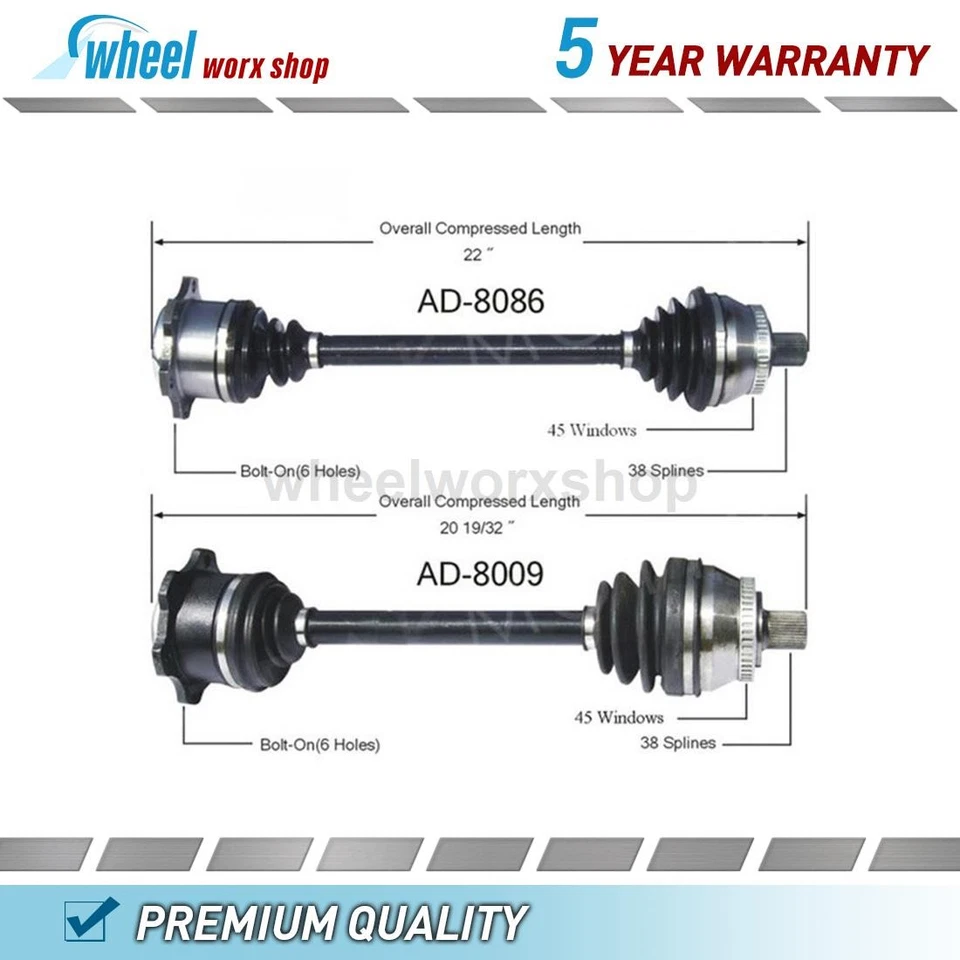 Front CV Axle Shaft fits Audi A8 Quattro 4.2L 1997 1998 1999 2000 2001 2002-03 - Image 1 of 3