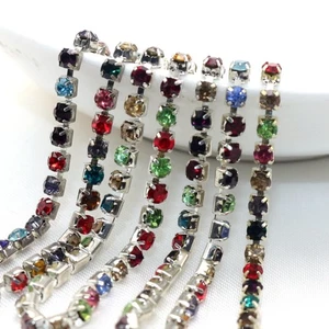 5 Yards 3mm Silver Rainbow Crystal Rhinestone Close Claw Chain Trim Bridal Weddi - Picture 1 of 9
