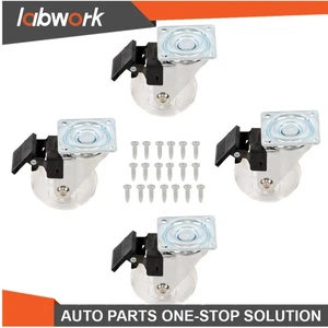 Labwork 4 Pcs 2 Inch Universal Office Chair Caster 360° Swivel Wheels With Brake - Picture 1 of 14