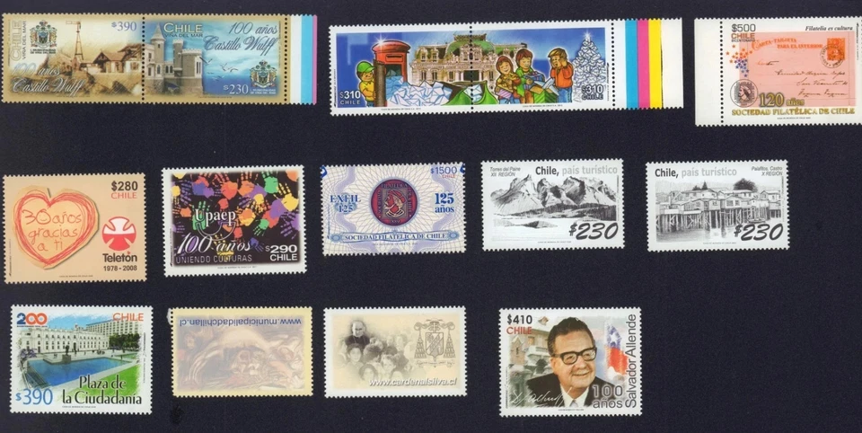 CHILE 2006-2015 MINT MNH SINGLES 1605, 1542, 1517, 1505, 1464, 1460, 1470, 1587 — 第 1/1 张图片