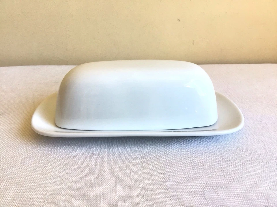 Pottery Barn Great White Modern Farmhouse Two Piece Covered Solid Butter Dish - Image 1 of 4