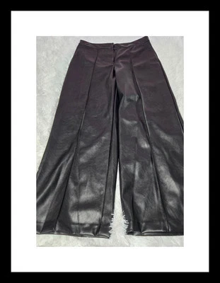 Pantalón Nine West Negro Imitación Cuero Retro Pierna Ancha Talla 12 34x30 Foto 1 de 4