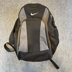 Vintage Nike Swoosh Black Backpack Lightweight Durable Travel Bag Y2K 90s - Picture 1 of 18