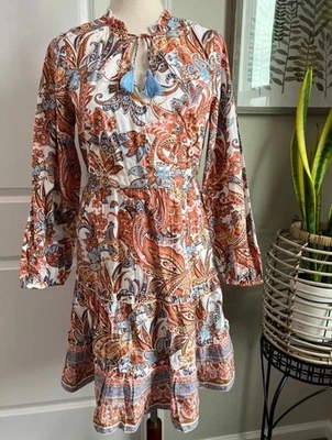 Vestido Feminino Soft Surroundings XS Paisley Boho Borla Camponesa Cottagecore Fada - Imagem 1 de 4