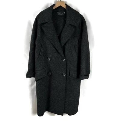 PERUVIAN CONNECTION Women's Charcoal Gray Alpaca Wool Midi Pea Coat Size Small - Image 1 of 4