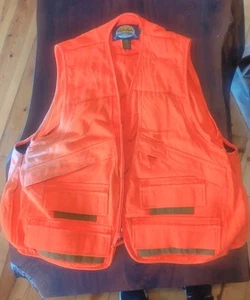 Vtg CABELA’S Outdoors USA Upland Game Blaze Orange Hunting Shooting Vest Size L - Picture 1 of 10