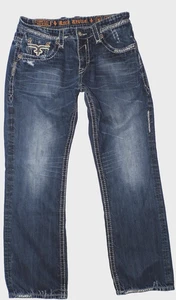 Men's Rock Revival Richie Relaxed Straight leg blue jeans size 36Wx34L - Picture 1 of 10
