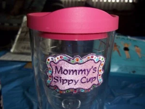 Tervis "Mommy's Sippy Cup" Tumbler Wine Glass 16 Oz Double Wall w/Pink Lid EUC - Picture 1 of 8