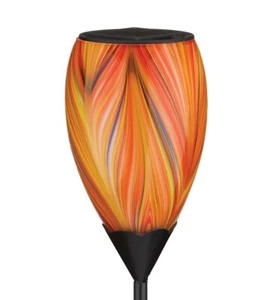 Orange Murano Glass Style Solar Garden Outdoor Stake Light Regal Art Gift path - Picture 1 of 3