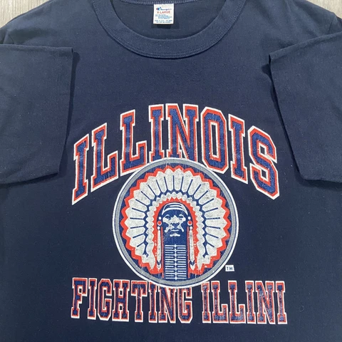 Vintage Champion Illinois Fighting Illini T-Shirt NCAA College Men Size XL Blue Cover