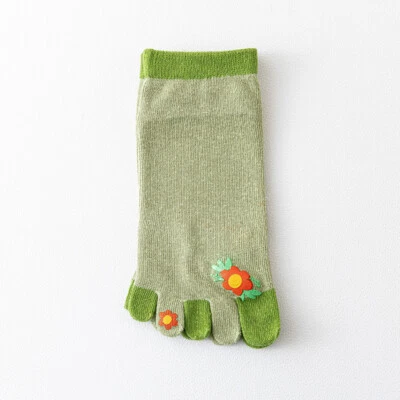 3 pares de calcetines cortos florales de cinco dedos divididos suaves cómodos para dama japonesa Foto 1 de 4
