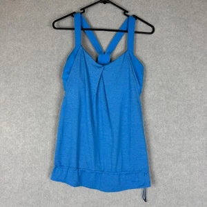 Lululemon Top Womens 8 Blue Rest Less Tank Built In Sports Bra 2 In 1 Activewear - Picture 1 of 6