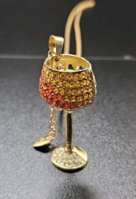 Collar colgante 3D copa de vino cristal naranja/amarillo Betsey Johnson Foto 1 de 4