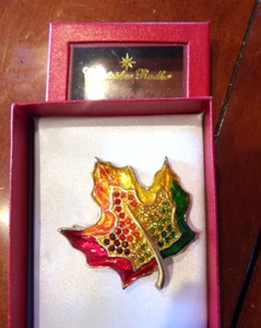 Christopher Radko Enamel Fall Leaf Brooch Nib - Picture 1 of 1