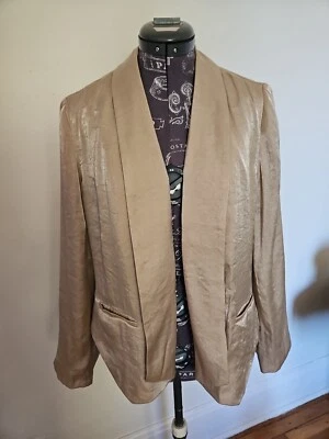 Chaqueta Chico’s Drape Front Dorada Metálica Talla 1 Nueva con Etiquetas Foto 1 de 4