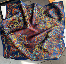 100% Silk  26" square Scarf Women neckerchief Wrap paisley blue WY33
