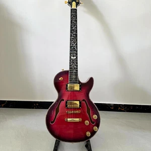 Guitarra Eléctrica LP Personalizada de Alta Calidad, Abulón Flor Incrustación Herrajes Dorados, Hueca - Imagen 1 de 19