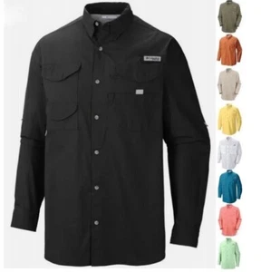 NEW COLUMBIA Men’s PFG Bonehead Long Sleeve Shirt Fishing/Hiking Poplin Cotton - Picture 1 of 39