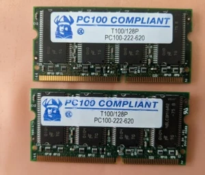 256MB 2x128MB PC-100 VIKING T100/128P PC100 COMPLIANT CL2 Laptop RAM KIT SDRAM - Picture 1 of 4