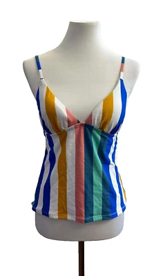 NEW Raisins Beach Please Anya Multi-color Stripe Bikini Top Tankini Swimsuit - L - Image 1 of 4