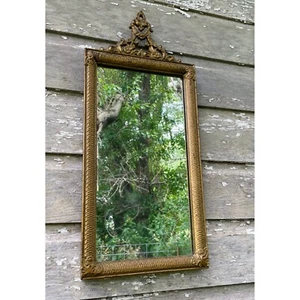 Antiguo espejo de pared dorado superior de metal fundido EJS MFG - Imagen 1 de 20