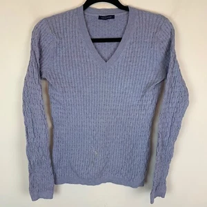 Tommy Hilfiger Strickpullover lila Zopfmuster V-Ausschnitt Damen Größe ca. M - Bild 1 von 10