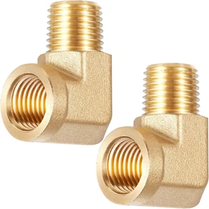 2 pezzi 90 gradi Barstock Street gomito 1/4" NPT tubo maschio a 1/4" NPT femmina - Foto 1 di 12