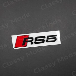 Audi RS5 Gloss Black Emblem Rear Letter Tail Badge Trunk Lid Sport - Imagen 1 de 2