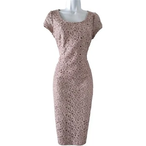 Womens Monsoon Blush Pink Guipure Lace Formal Evening Wedding Pencil Dress 10 - Picture 1 of 9